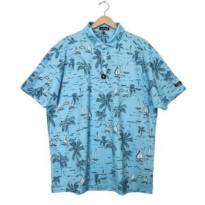 Bad Birdie Polo Shirt Mens Size 2XL Blue The Castaway Performance Golf